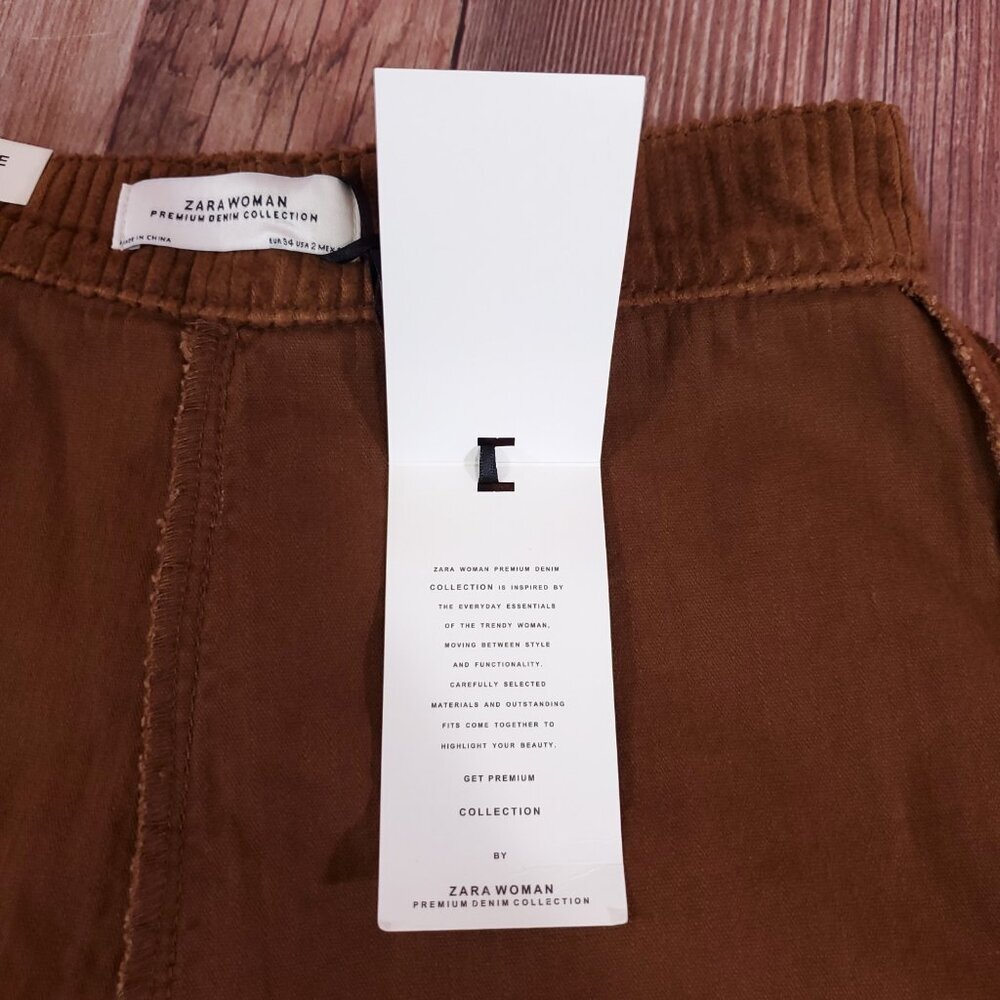 NWT Zara Womens Size 2 The Marine Culotte in Sweet Corduoiry Wide Leg Pants - Picture 9 of 15